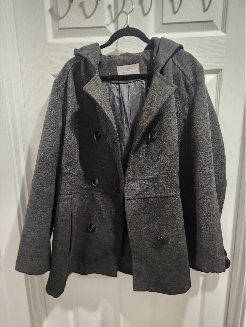 Marvin Richards Gray Pea Coat with Hood 3X